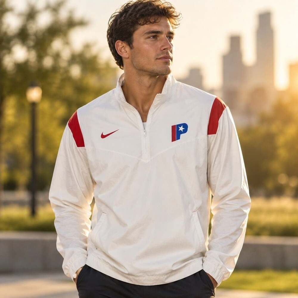 Nike Half-Zip Jacket Size XL White Red Philadelphia Phillies P Logo